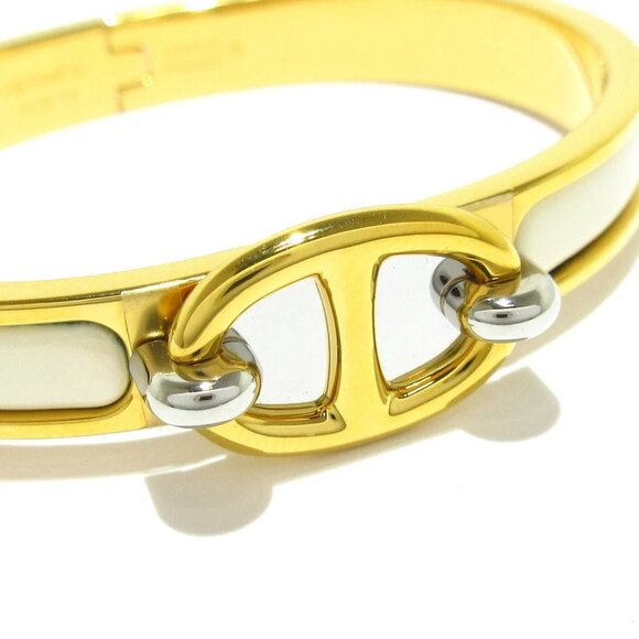 HERMES Chaine D'ancre Mini Click - Gold Cream Hardware  Bangle 899-080325 - Picture 4 of 7